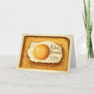 Tarjeta de Navidad de Huevo en Tostada Vintage