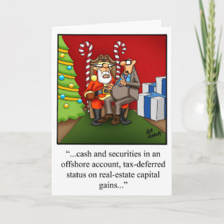 Tarjeta de Navidad de humor financiero divertido