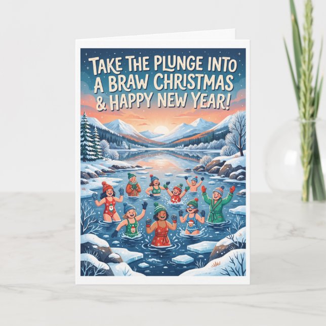 Tarjeta de Navidad de inmersión en Loch Ness (Anverso)