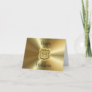Tarjeta de Navidad de Insignia o Escudo de Policía