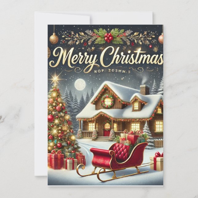 Tarjeta de Navidad de invierno acogedor – Feliz Na (Anverso)