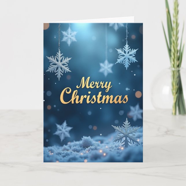 Tarjeta de Navidad de Invierno Azul (Anverso)