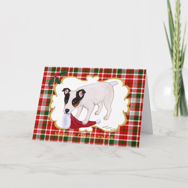 Tarjeta de Navidad de Jack Russell Terrier (Anverso)