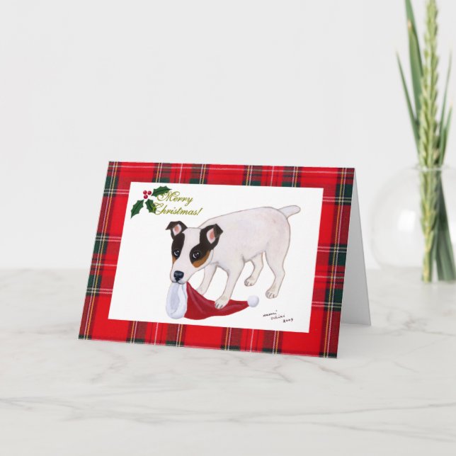 Tarjeta de Navidad de Jack Russell Terrier (Anverso)