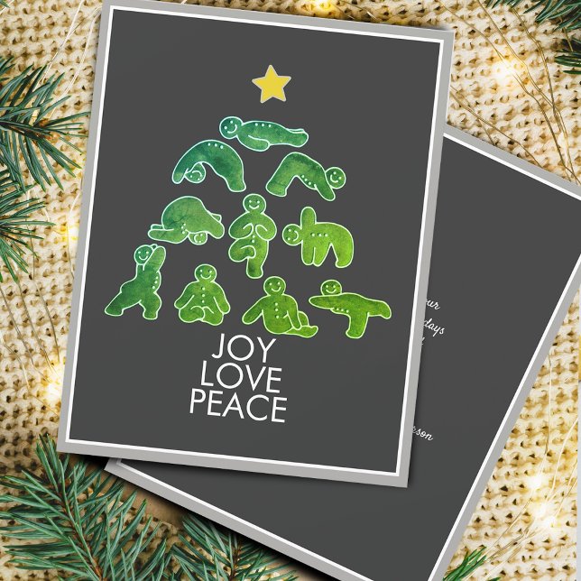 Tarjeta de Navidad de Jengibre de Yoga (Yoga Gingerbread Holiday Christmas Card)