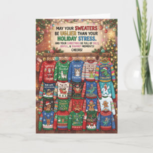 Tarjeta de Navidad de Jersey Feo Divertida