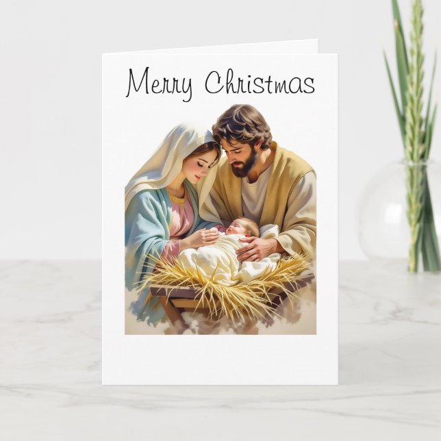 Tarjeta de Navidad de Jesús Bebé Doble (Anverso)