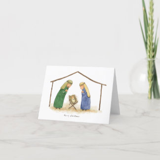 Tarjeta de Navidad de Jesús con María y José