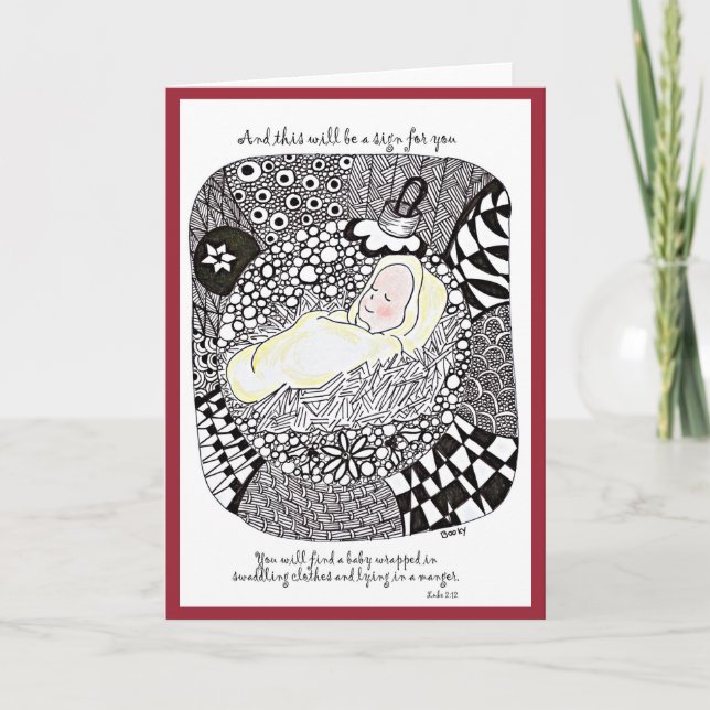 Tarjeta de Navidad de Jesús del bebé (Anverso)