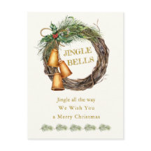 Tarjeta de Navidad de Jingle Bells Holly Pine Fies