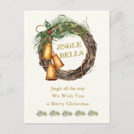 Tarjeta de Navidad de Jingle Bells Holly Pine Fies