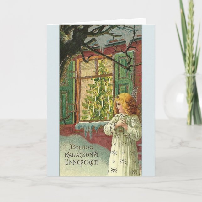 Tarjeta de Navidad de Karácsonyi del húngaro del (Anverso)