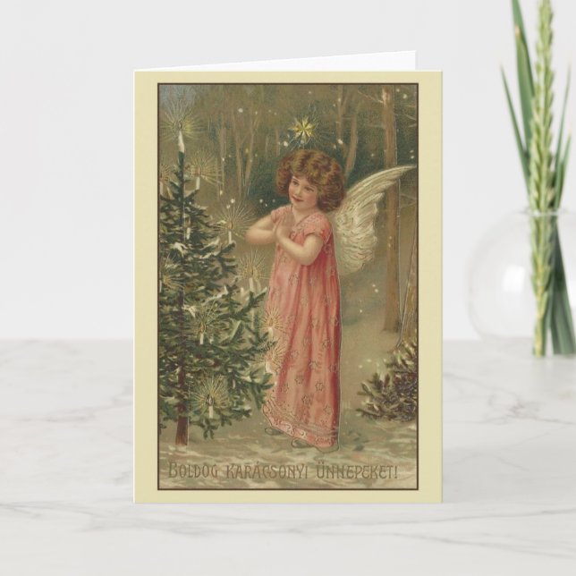 Tarjeta de Navidad de Karácsonyi del húngaro del (Anverso)