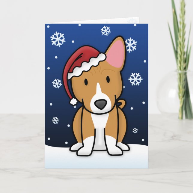 Tarjeta de Navidad de Kawaii Basenji (Anverso)