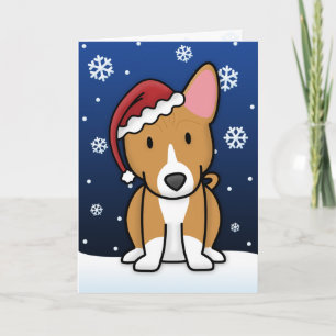 Tarjeta de Navidad de Kawaii Basenji