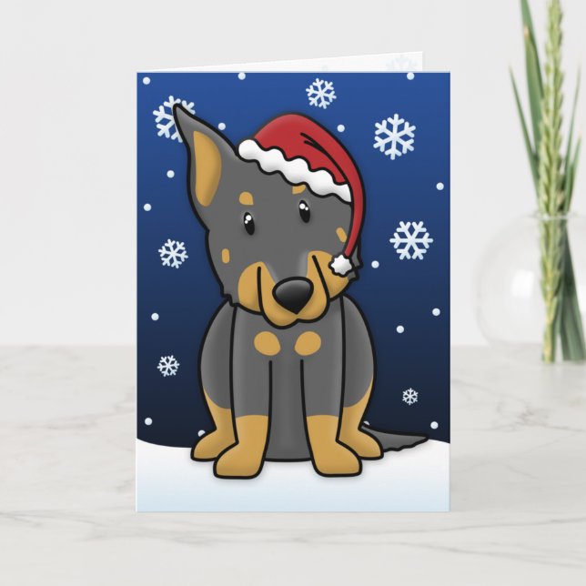 Tarjeta de Navidad de Kawaii Beauceron (Anverso)