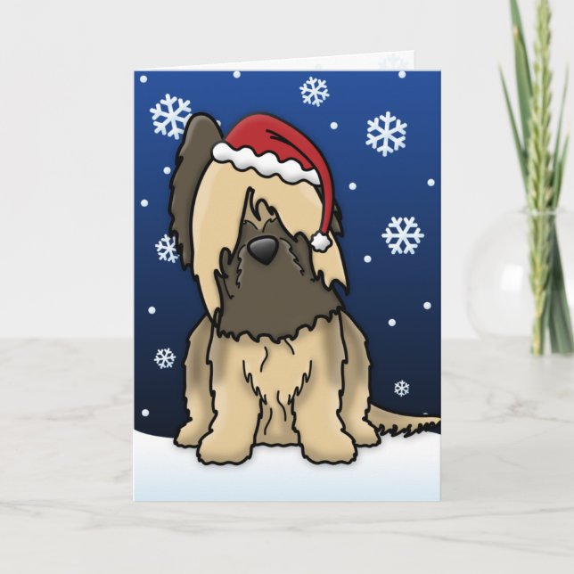 Tarjeta de Navidad de Kawaii Briard (Anverso)