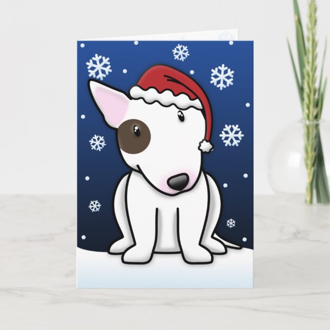 Tarjeta de Navidad de Kawaii bull terrier (Anverso)
