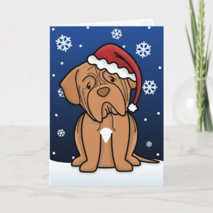 Tarjeta de Navidad de Kawaii Dogue de Bordeaux