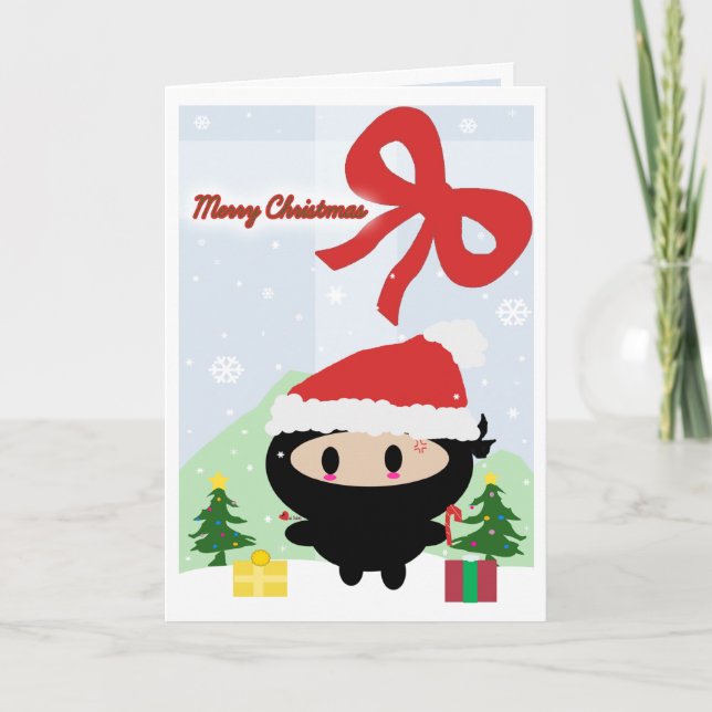 Tarjeta de Navidad de Kawaii Ninja (Anverso)