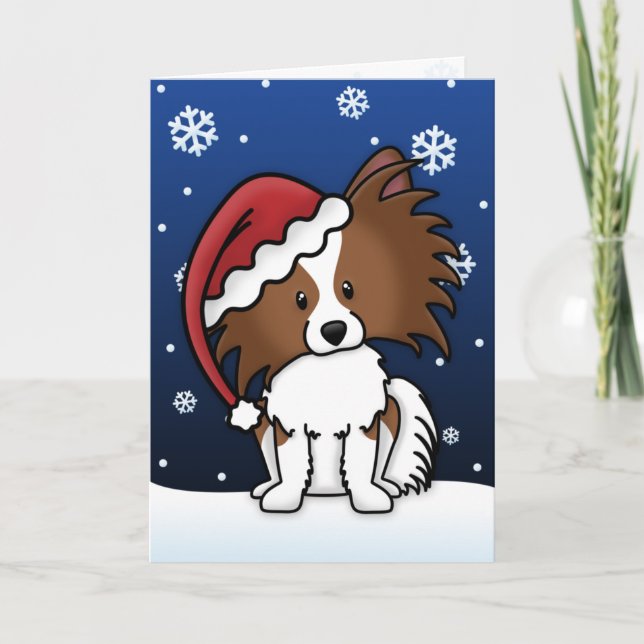 Tarjeta de Navidad de Kawaii Papillon (Anverso)