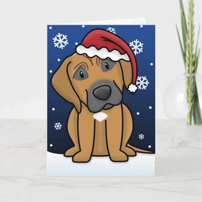 Tarjeta de Navidad de Kawaii Rhodesian Ridgeback (Anverso)