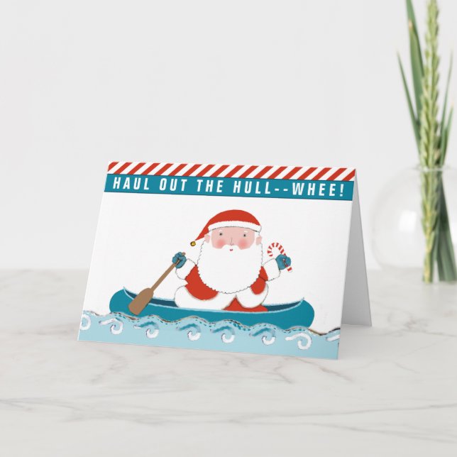 Tarjeta de Navidad de kayak canoa de Navidad (Anverso)
