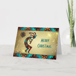 Tarjeta de Navidad de Kokopelli Tocando la Flauta