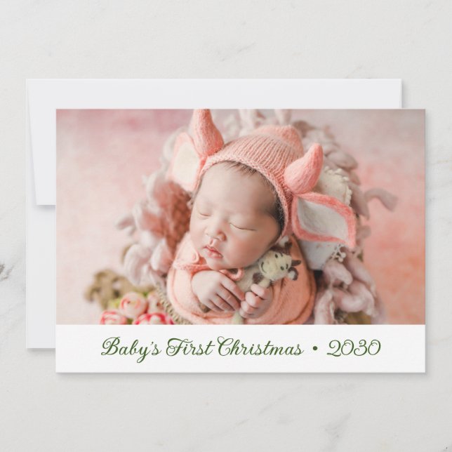 Tarjeta de Navidad de la 1ª Navidad del Bebé (Anverso)