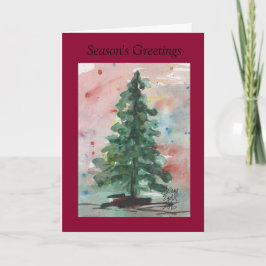 Tarjeta de Navidad de la acuarela: Árbol