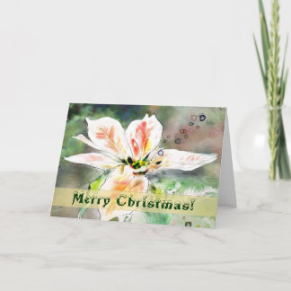 Tarjeta de Navidad de la acuarela del Poinsettia