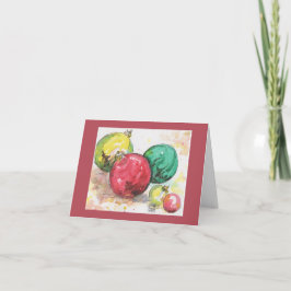 Tarjeta de Navidad de la acuarela: Ornamentos