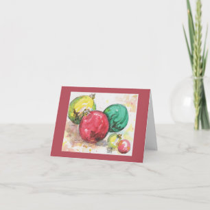 Tarjeta de Navidad de la acuarela: Ornamentos
