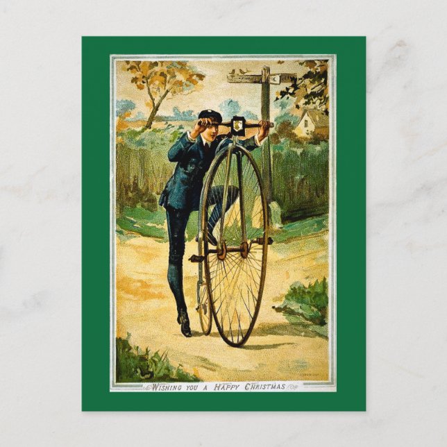 Tarjeta de Navidad de la bicicleta del vintage (Anverso)