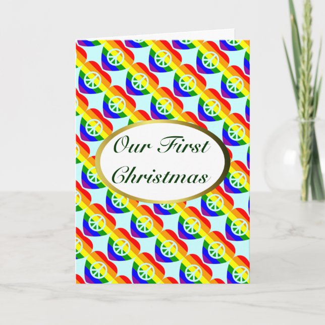 Tarjeta de Navidad de la boda de homosexual y (Anverso)