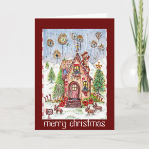 Tarjeta de Navidad de la casa del caramelo