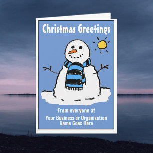 Tarjeta de Navidad de la empresa del muñeco de nie