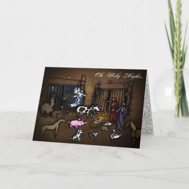 Tarjeta de Navidad de la escena de la natividad (Anverso)