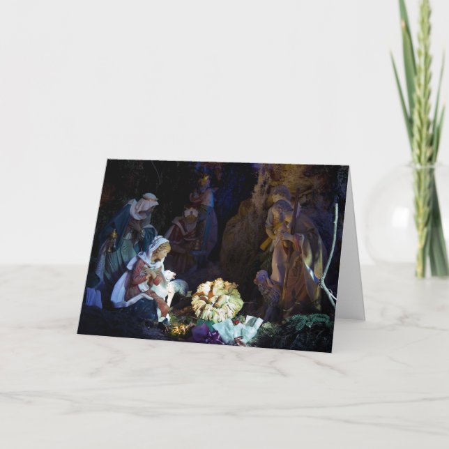 Tarjeta de Navidad de la escena de la natividad (Anverso)