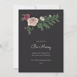 Tarjeta de Navidad de la familia Blush Dahlia Ceda