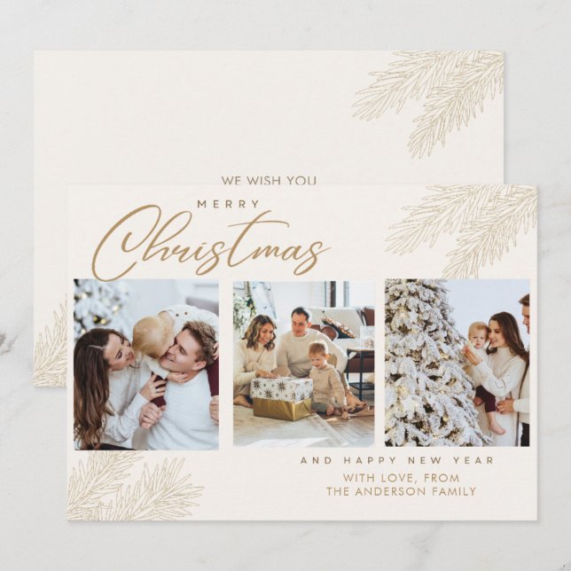 Tarjeta de Navidad de la Familia con Foto (Anverso / Reverso)