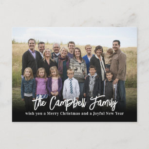 Tarjeta de Navidad de la familia con foto de alegr