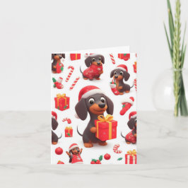Tarjeta de Navidad de la familia Dachshund