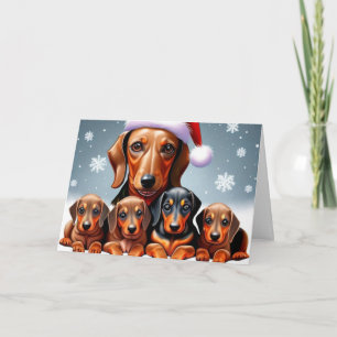 Tarjeta de Navidad de la familia Dachshund