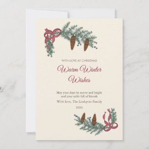 Tarjeta de Navidad de la familia de abeto de mader