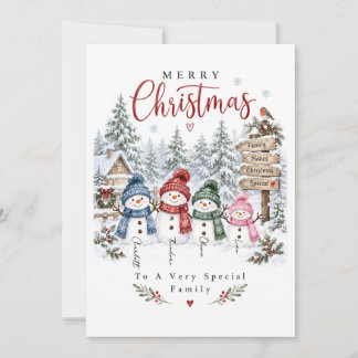 Tarjeta de Navidad de la Familia del Muñeco de Nie