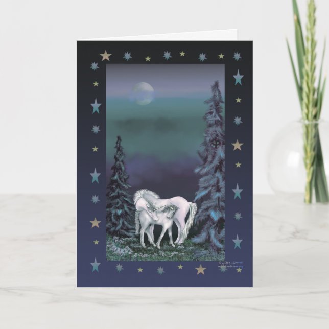 Tarjeta de Navidad de la familia del unicornio (Anverso)
