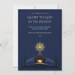 Tarjeta de Navidad de la Familia Establo Estrella