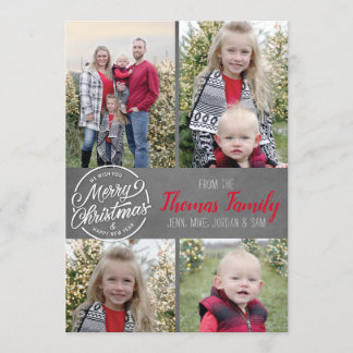 Tarjeta de Navidad de la foto de familia del