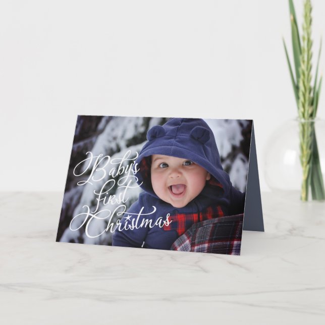 "Tarjeta de Navidad de la foto del primer navidad (Anverso)